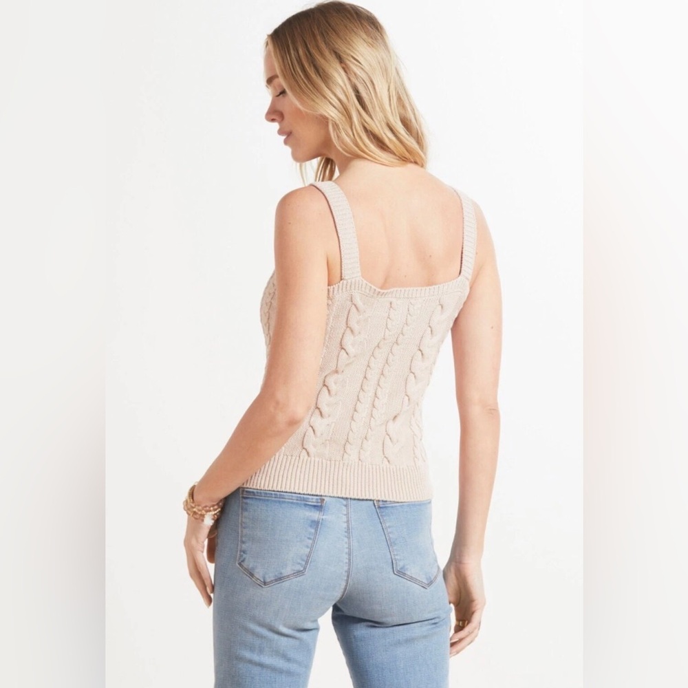 EVEREVE “Maeve” Cream Cable Knit V Neck Sweater Tank Top - Picture 2 of 10